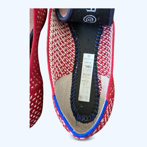 Rothy’s The Point Knit Ballet Flats Red Apple Honeycomb Women’s 8.5 Chic Preppy - Picture 5 of 10